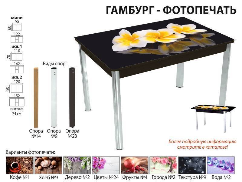 стол обеденный гамбург фотопечать в Благовещенске