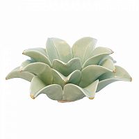 подсвечник керамический в виде лотоса с золотыми лепестками flower lotus pale green medium, 12 см в Благовещенске
