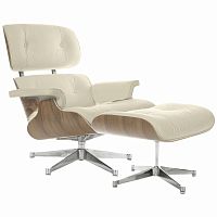 кресло eames style lounge chair & ottoman кремовое в Благовещенске