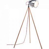 торшер chromatic tripod хром на деревянном основании в Благовещенске