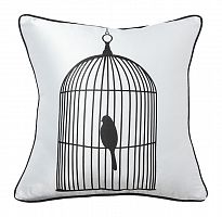 подушка с птичкой в клетке birdie in a cage white в Благовещенске