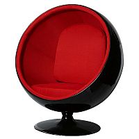 кресло eero ball chair черно-красное в Благовещенске