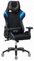 игровое кресло бюрократ бюрократ viking 4 aero, обивка: искусственная кожа, цвет: иск.кожа черная/ткань черная 26-28/сетка синяя(tw-10)-голубая(tw-55)-серая(tw-12) в Благовещенске