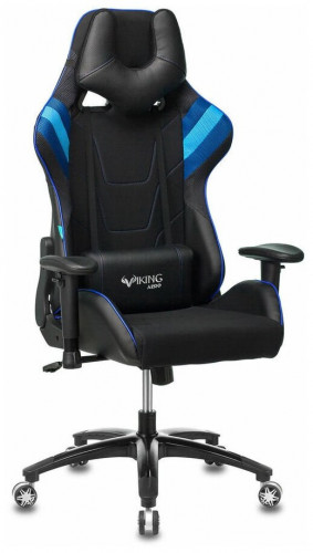 игровое кресло бюрократ бюрократ viking 4 aero, обивка: искусственная кожа, цвет: иск.кожа черная/ткань черная 26-28/сетка синяя(tw-10)-голубая(tw-55)-серая(tw-12) в Благовещенске