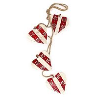 гирлянда новогодняя подвесная сердца в красную полоску со снежинками christmas hearts, 60 см в Благовещенске