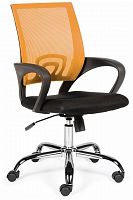 кресло компьютерное спринг(orange - black) база хром / оранжевая сетка / черная ткань в Благовещенске