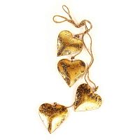 гирлянда новогодняя подвесная сердца золотые golden hearts, 65 см в Благовещенске