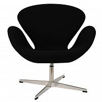 кресло arne jacobsen style swan chair черная шерсть в Благовещенске