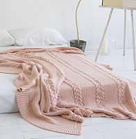 Комплект плед с косами (180*220) и 2 наволочки (50*50) Св. персик