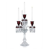 канделябр хрустальный с красными вставками на 4 свечи baccarat 3+1 от delight collection, 60 см в Благовещенске