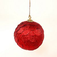 шар новогодний красный с блестящими чешуйками paper ball, 10 см в Благовещенске