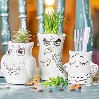 горшки для растений eco совы, 3 шт в Благовещенске