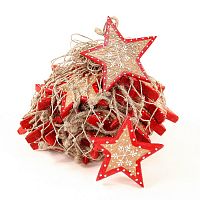 набор елочных украшений звезда деревянная с красным ободком christmas stars, 30 штук в Благовещенске