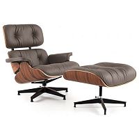 кресло eames style lounge chair кожа коричневое в Благовещенске