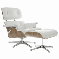 кресло eames style lounge chair & ottoman белое в Благовещенске