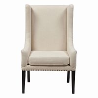 кресло мягкое с ушами белое nailhead fabric armchair в Благовещенске