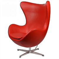 кресло arne jacobsen style egg chair кожа красное в Благовещенске