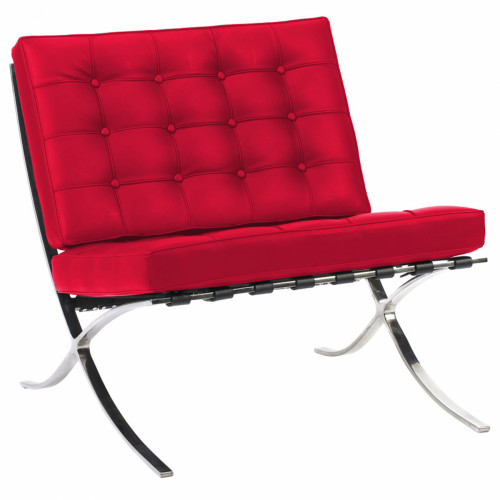 кресло barcelona chair кожа красное в Благовещенске