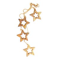 гирлянда новогодняя подвесная звезды деревянные с отверстием wooden stars, 65 см в Благовещенске