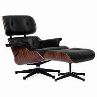 кресло eames style lounge chair & ottoman черное в Благовещенске