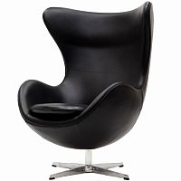 кресло с подлокотниками arne jacobsen style egg chair черное в Благовещенске