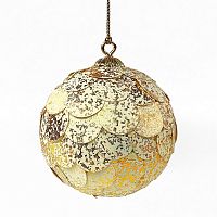 шар новогодний золотой с мраморными чешуйками paper ball, 10 см в Благовещенске