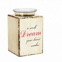 подсвечник деревянный бежевый со стеклом мечта твоего сердца provence cream, 15 см в Благовещенске