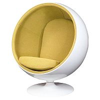 кресло eero ball chair бело-горчичное в Благовещенске