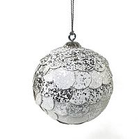 шар новогодний серебряный с мраморными чешуйками paper ball, 10 см в Благовещенске
