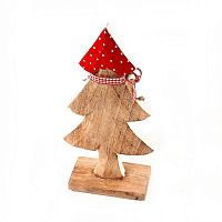 украшение новогоднее ель деревянная красная в горошек love tree, 28х12х6 см в Благовещенске