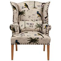 кресло мягкое с ушами quinn tufted armchair бежевое с рисунком в Благовещенске