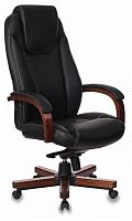 кресло для руководителя бюрократ бюрократ t-9923 walnut, обивка: натуральная кожа, цвет: кожа (black) в Благовещенске
