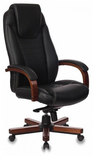 кресло для руководителя бюрократ бюрократ t-9923 walnut, обивка: натуральная кожа, цвет: кожа (black) в Благовещенске